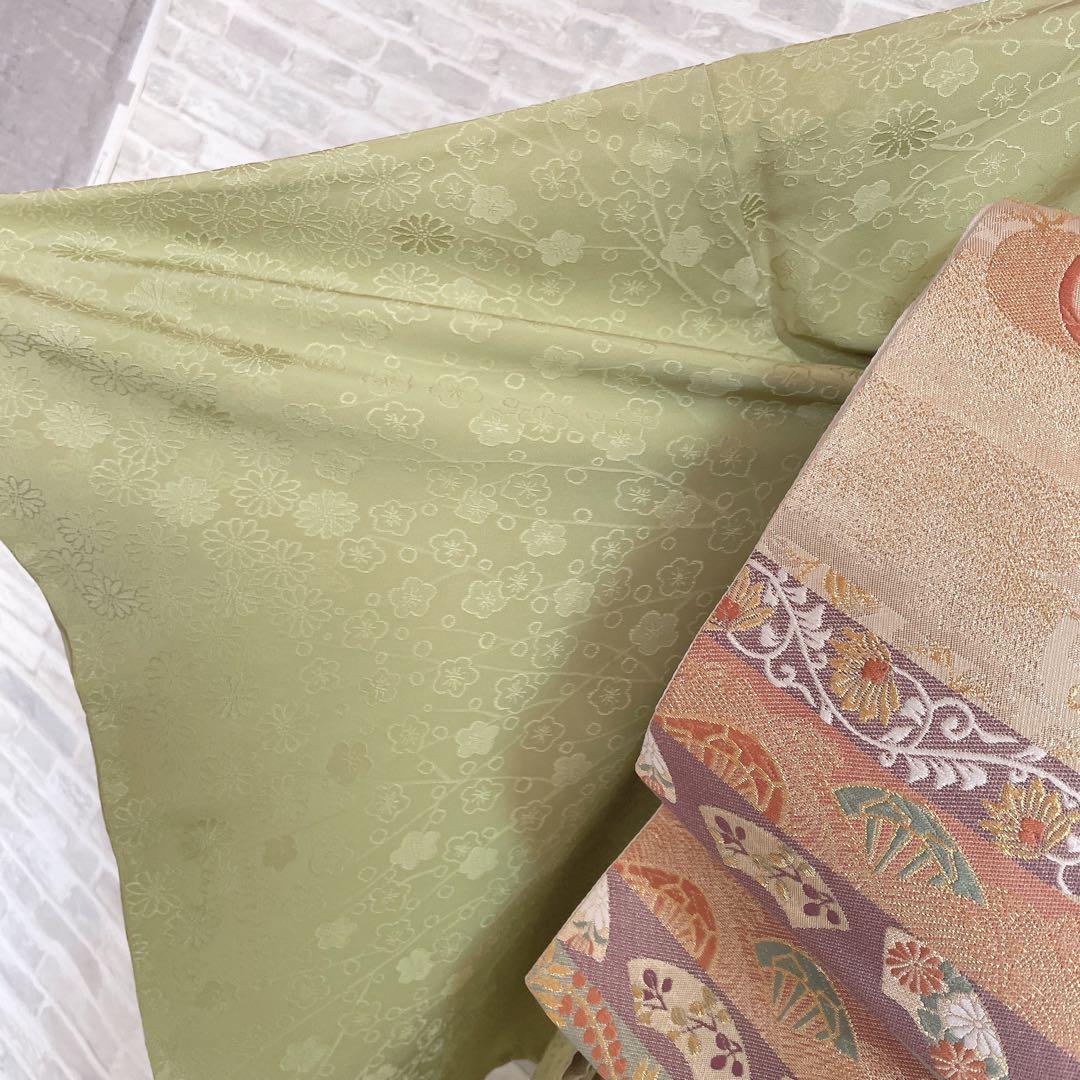 色無地　フルセット　菊　梅　地紋　難あり　練習用　シンプル　礼装　着物　I2