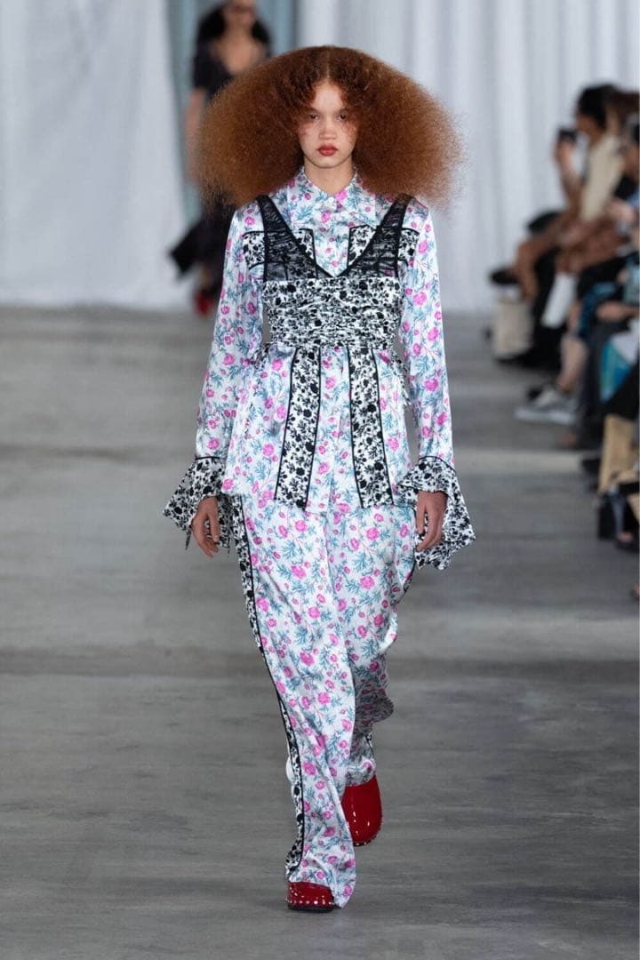 FETICO 花柄 モノトーン パンツ