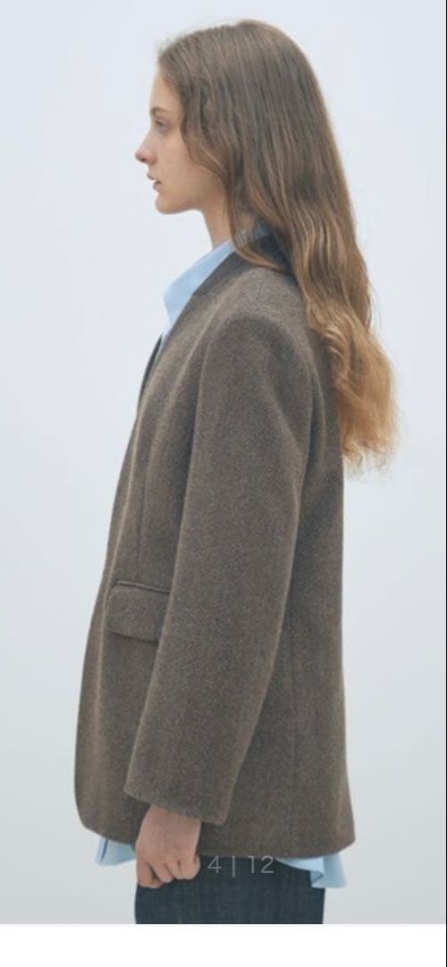 MACPHEE アルパカヘリンボーン カラーレスジャケット