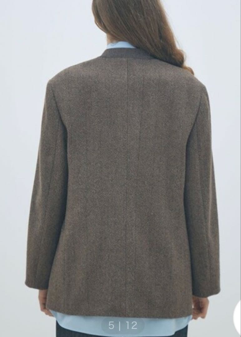 MACPHEE アルパカヘリンボーン カラーレスジャケット