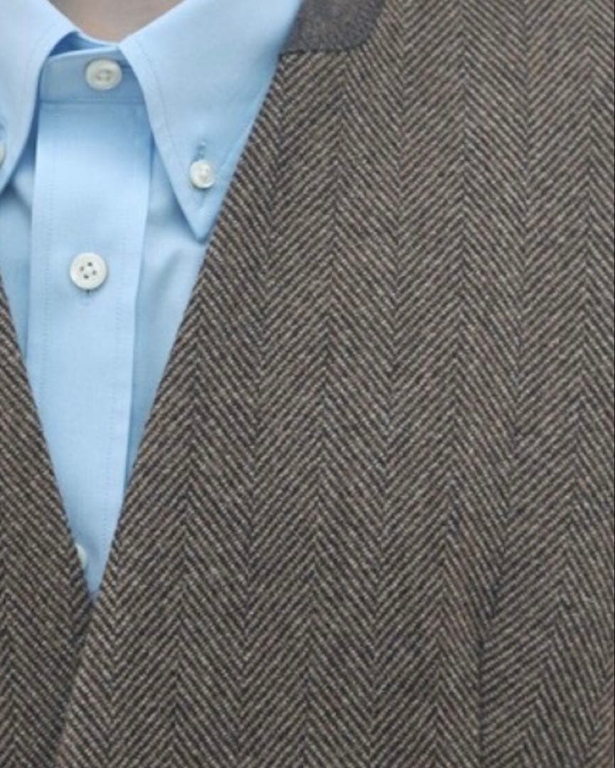 MACPHEE アルパカヘリンボーン カラーレスジャケット