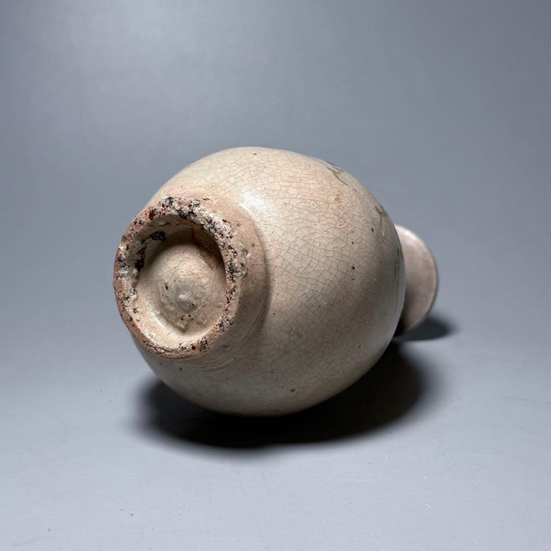 李朝　粉青沙器　鉄絵葡萄文徳利　古美術　蒐集家放出品　高さ14cm　朝鮮美術