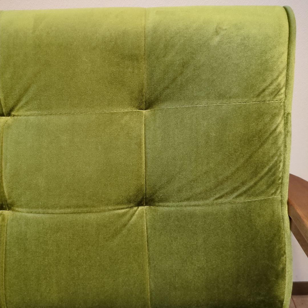 イキカグ IKIKAGU　アンティーク風2人掛けソファ　ベロア調の生地　グリーン