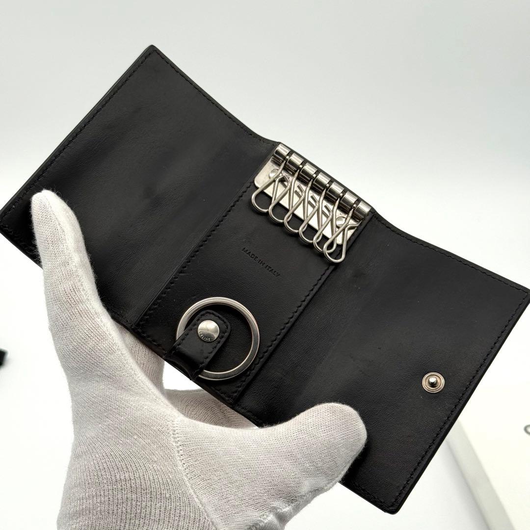 CELINE セリーヌ クロコ型押し レザー 6連キーケース ブラック