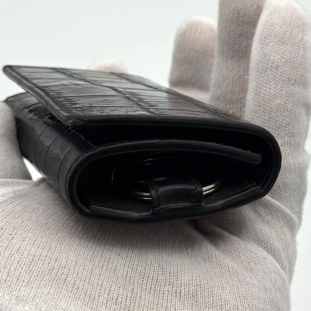 CELINE セリーヌ クロコ型押し レザー 6連キーケース ブラック