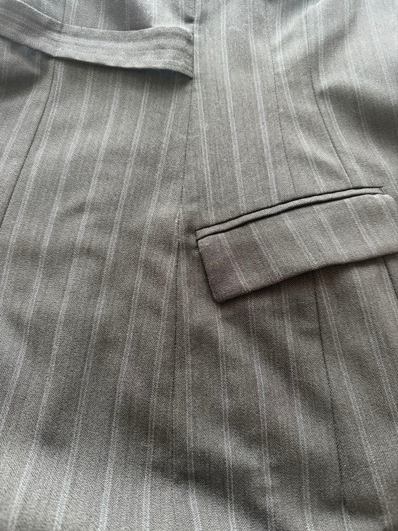 LOEFF ロエフ ストライプ ノースリーブワンピースS ダークグレー