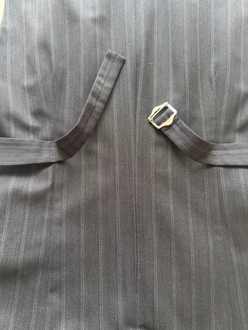 LOEFF ロエフ ストライプ ノースリーブワンピースS ダークグレー