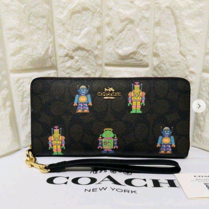 新品未使用コーチ長財布シグネチャーロボットブラックレディースメンズ送料無料