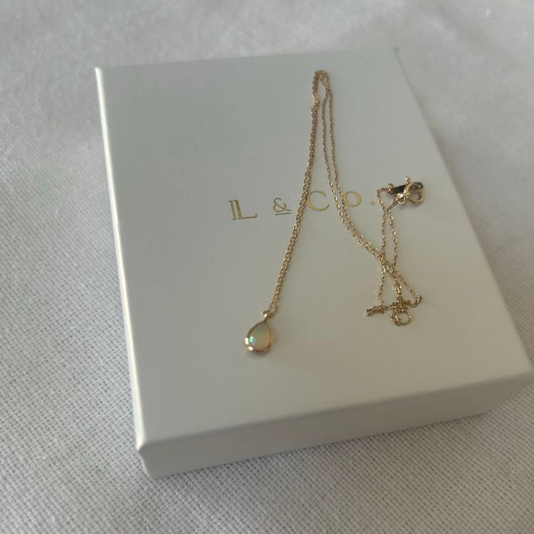 美品！　L&Co. K10 オパール ドロップネックレス　箱・保証書付き