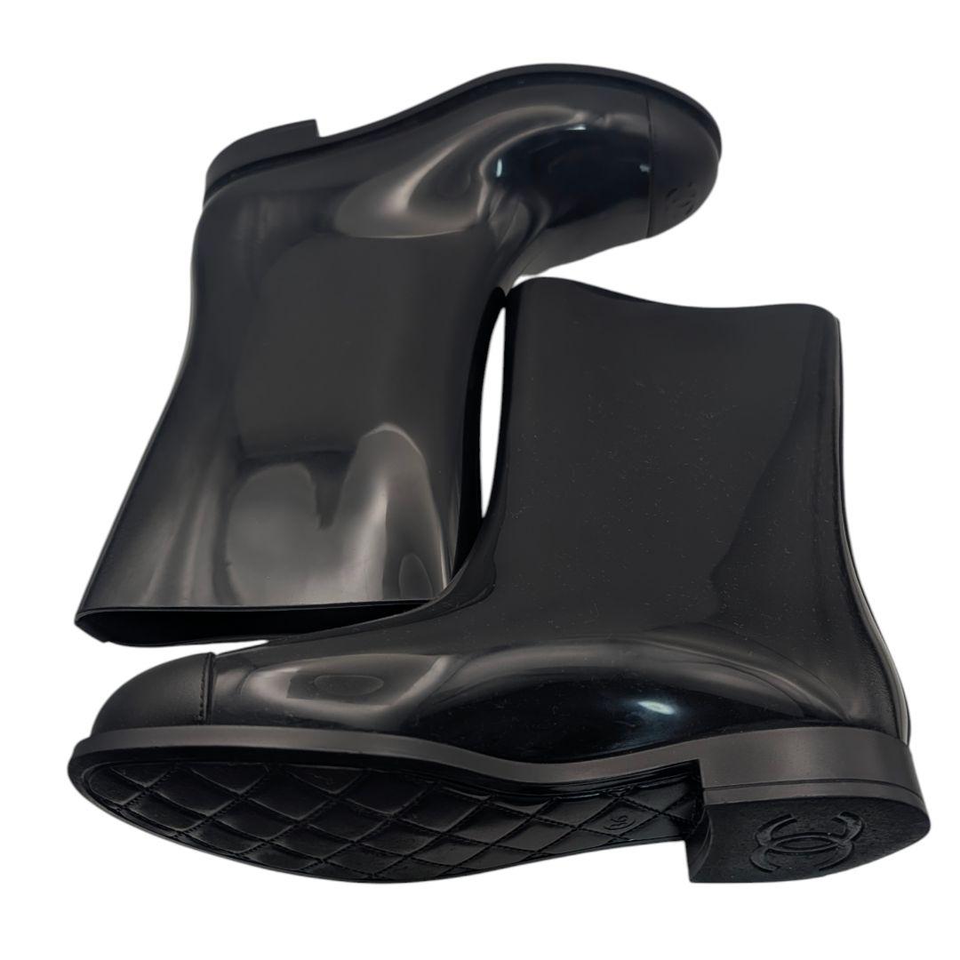 シャネル レインブーツ ココマーク ラバー ブラック 長靴 37 23cm