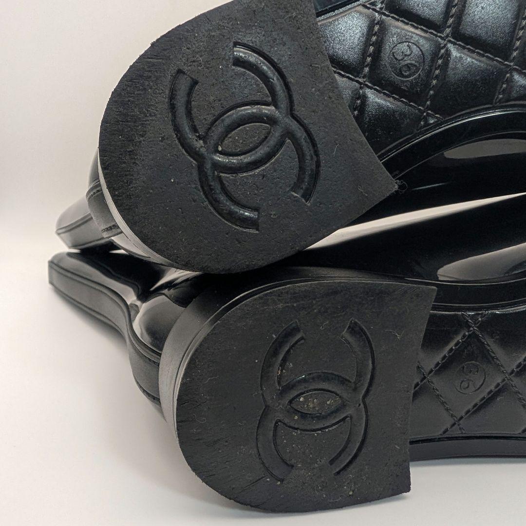 シャネル レインブーツ ココマーク ラバー ブラック 長靴 37 23cm