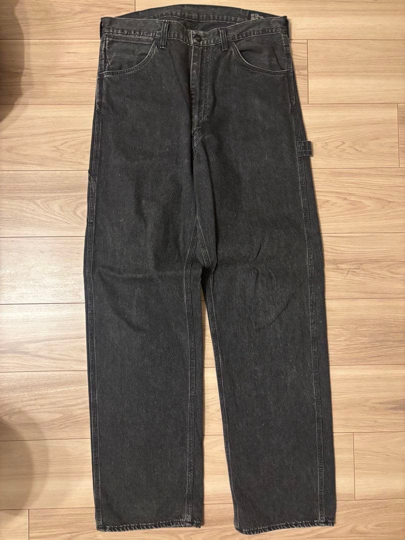 orSlow フェードブラックデニム ストレートペインターパンツ