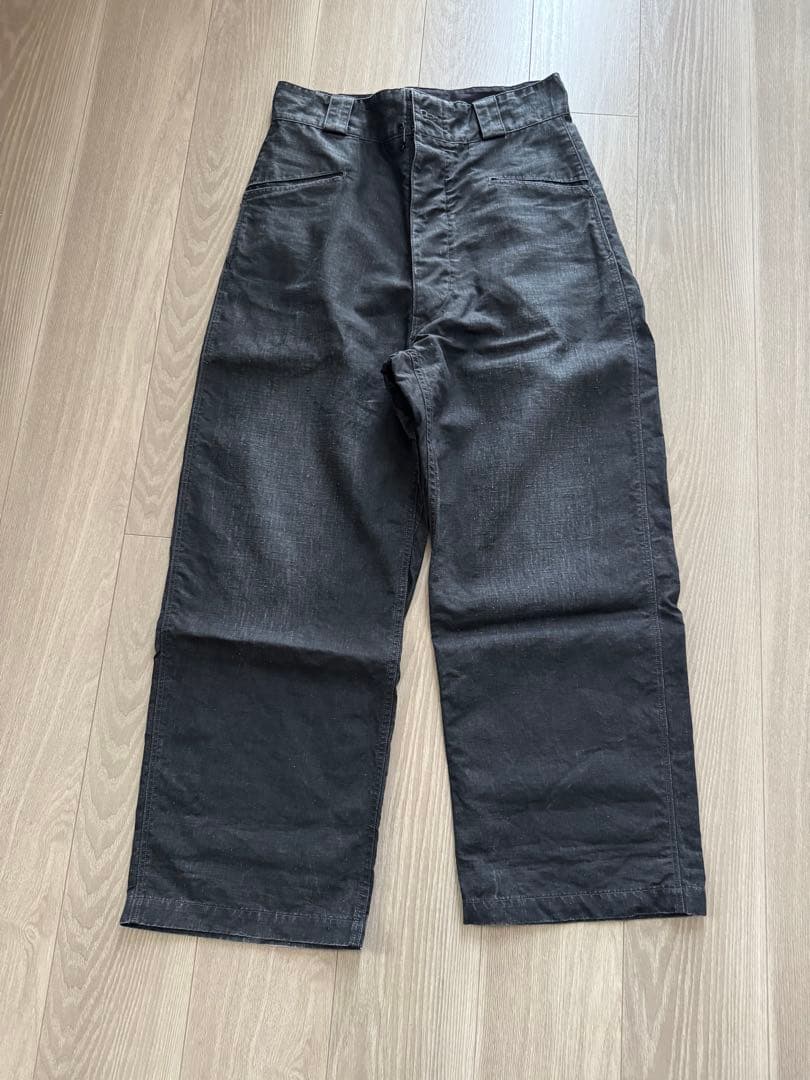 パンツ a.presse vintage black linen trousers 2