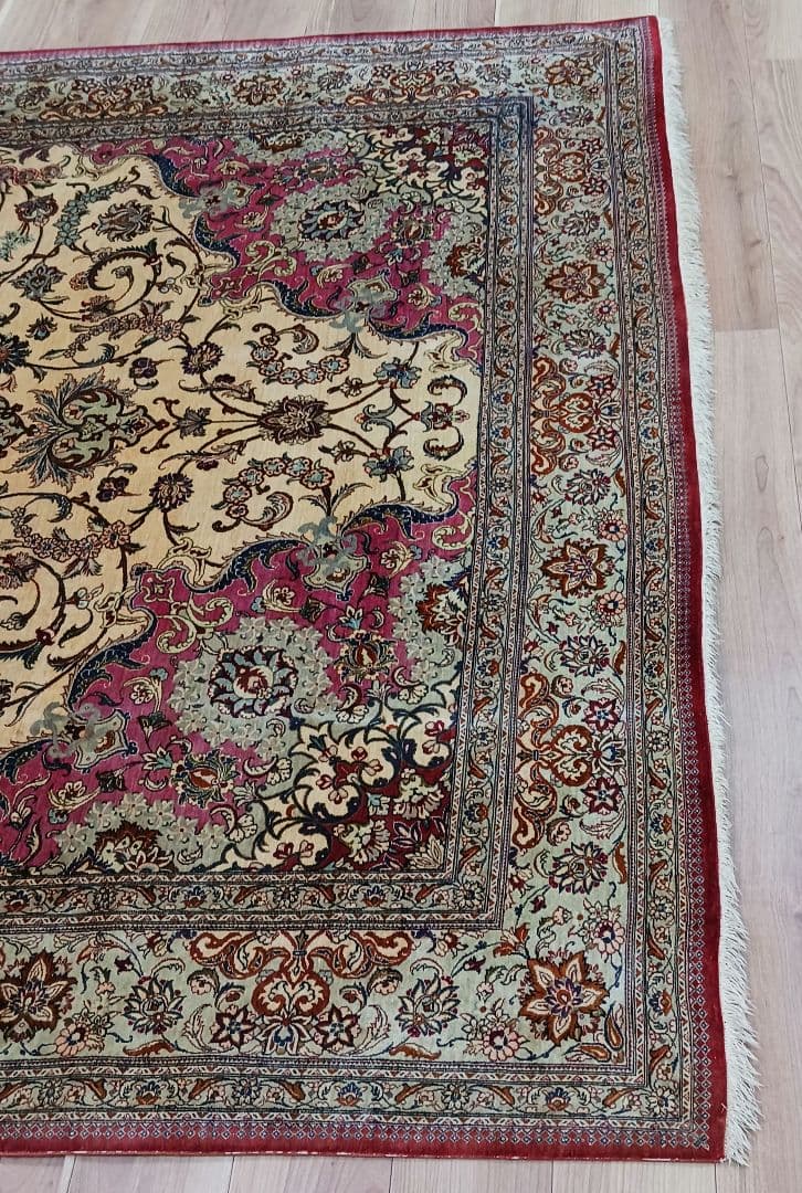 専用Y3182 高級ペルシャ絨毯 大判 シルク100% 手織り 293㎝