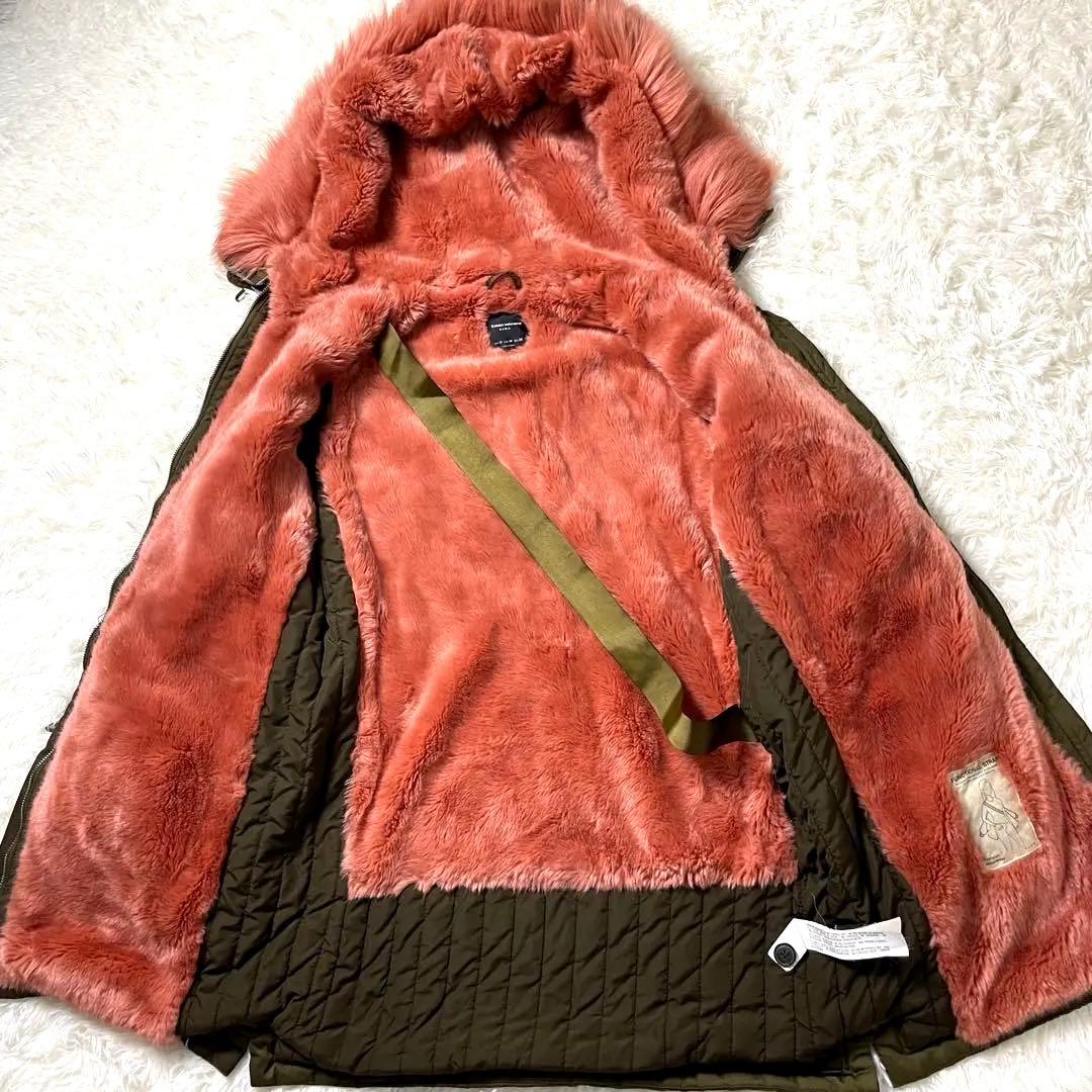 美品 幻の逸品 人気即完売品 ZARA ザラ ピンクファーモッズコート N-3B