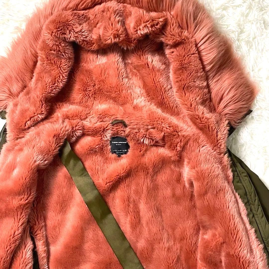 美品 幻の逸品 人気即完売品 ZARA ザラ ピンクファーモッズコート N-3B