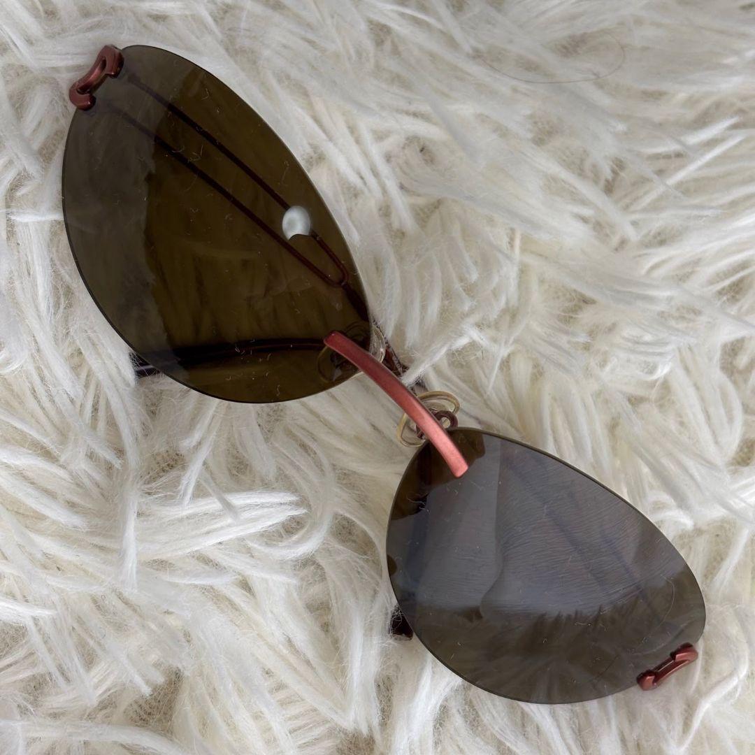 【激レア美品】シャネル　サングラス　リムレス　オーバル　ココマーク　黒系　茶色系