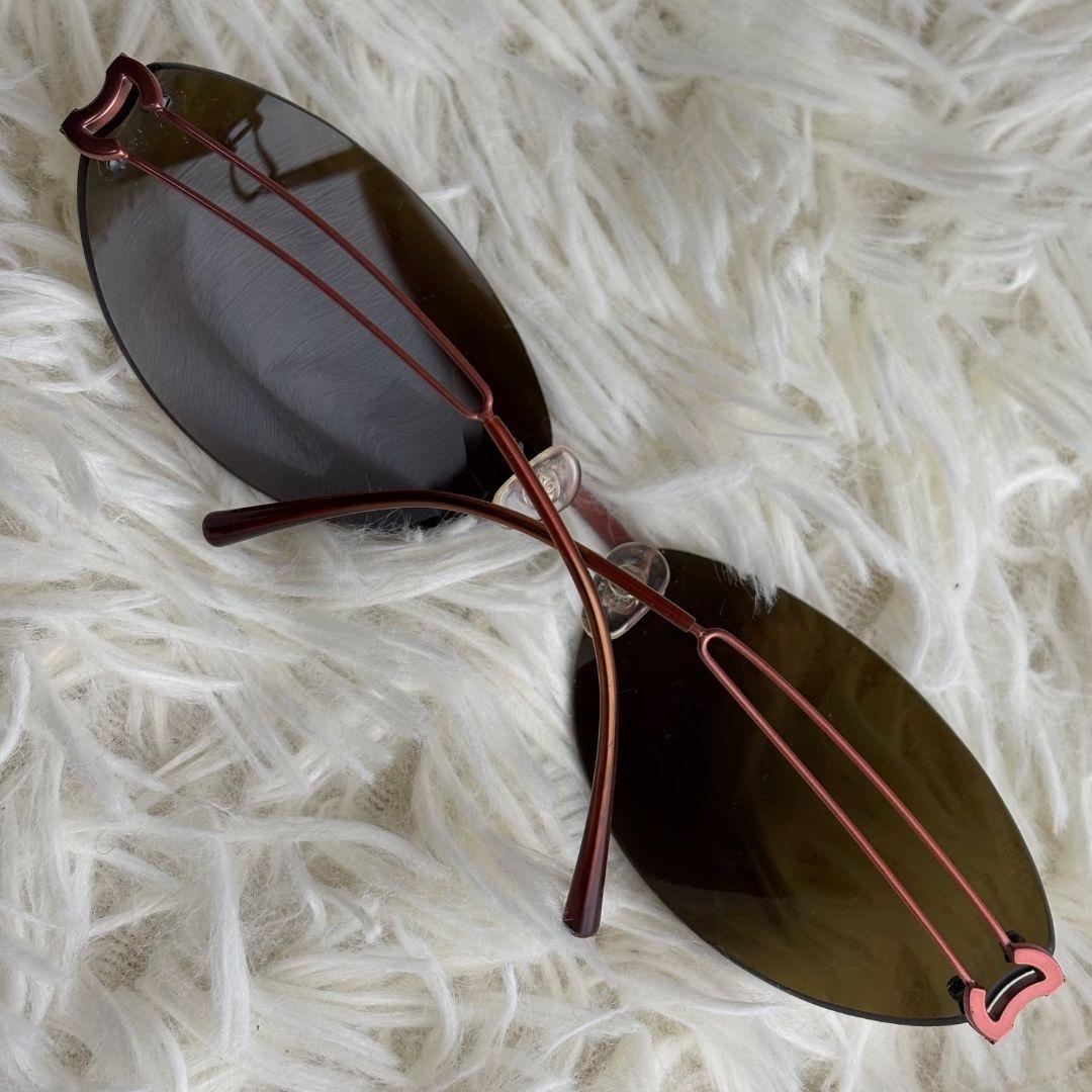 【激レア美品】シャネル　サングラス　リムレス　オーバル　ココマーク　黒系　茶色系