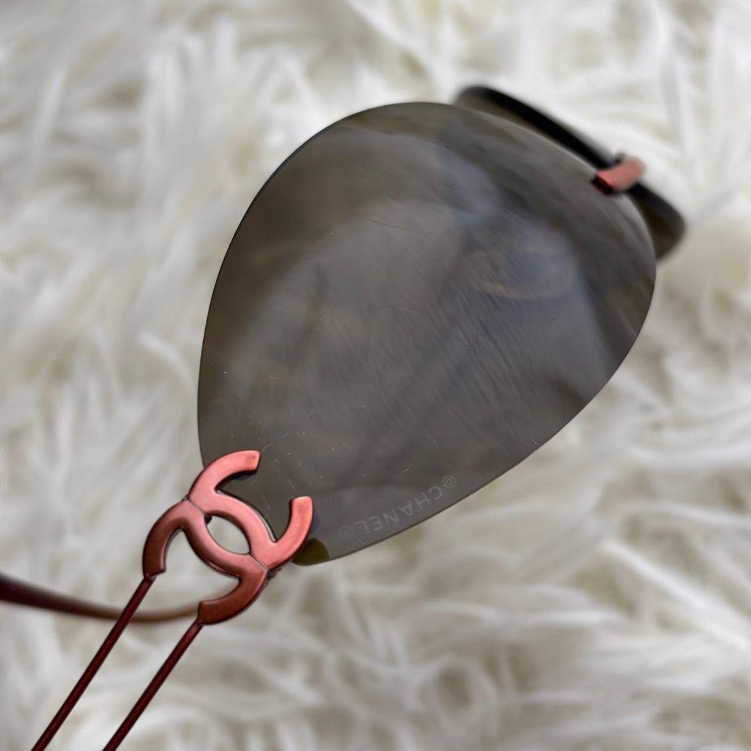 【激レア美品】シャネル　サングラス　リムレス　オーバル　ココマーク　黒系　茶色系