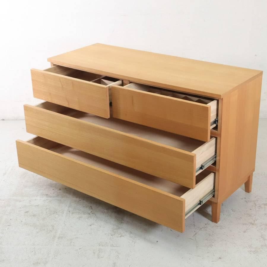 値下廃番 無印良品 タモ材 チェスト 3段ワイド 仕切り付き タンス MUJI