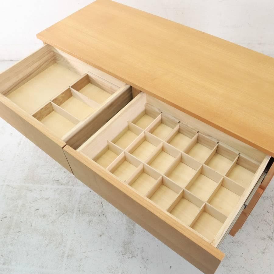 値下廃番 無印良品 タモ材 チェスト 3段ワイド 仕切り付き タンス MUJI