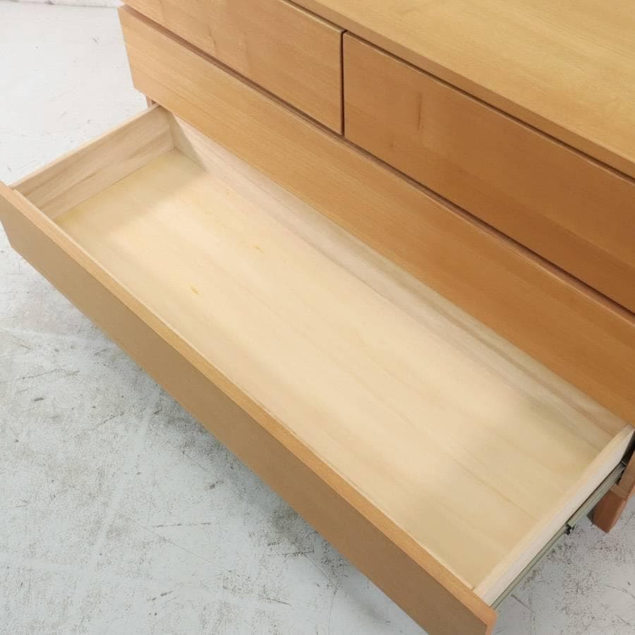 値下廃番 無印良品 タモ材 チェスト 3段ワイド 仕切り付き タンス MUJI