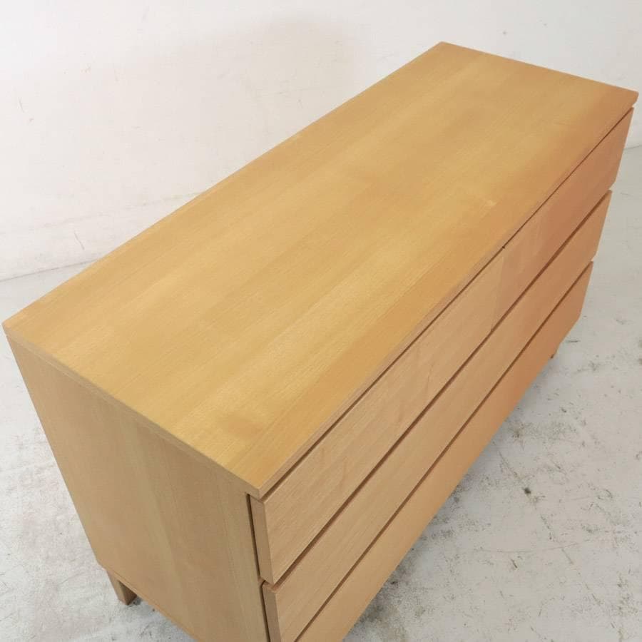 値下廃番 無印良品 タモ材 チェスト 3段ワイド 仕切り付き タンス MUJI