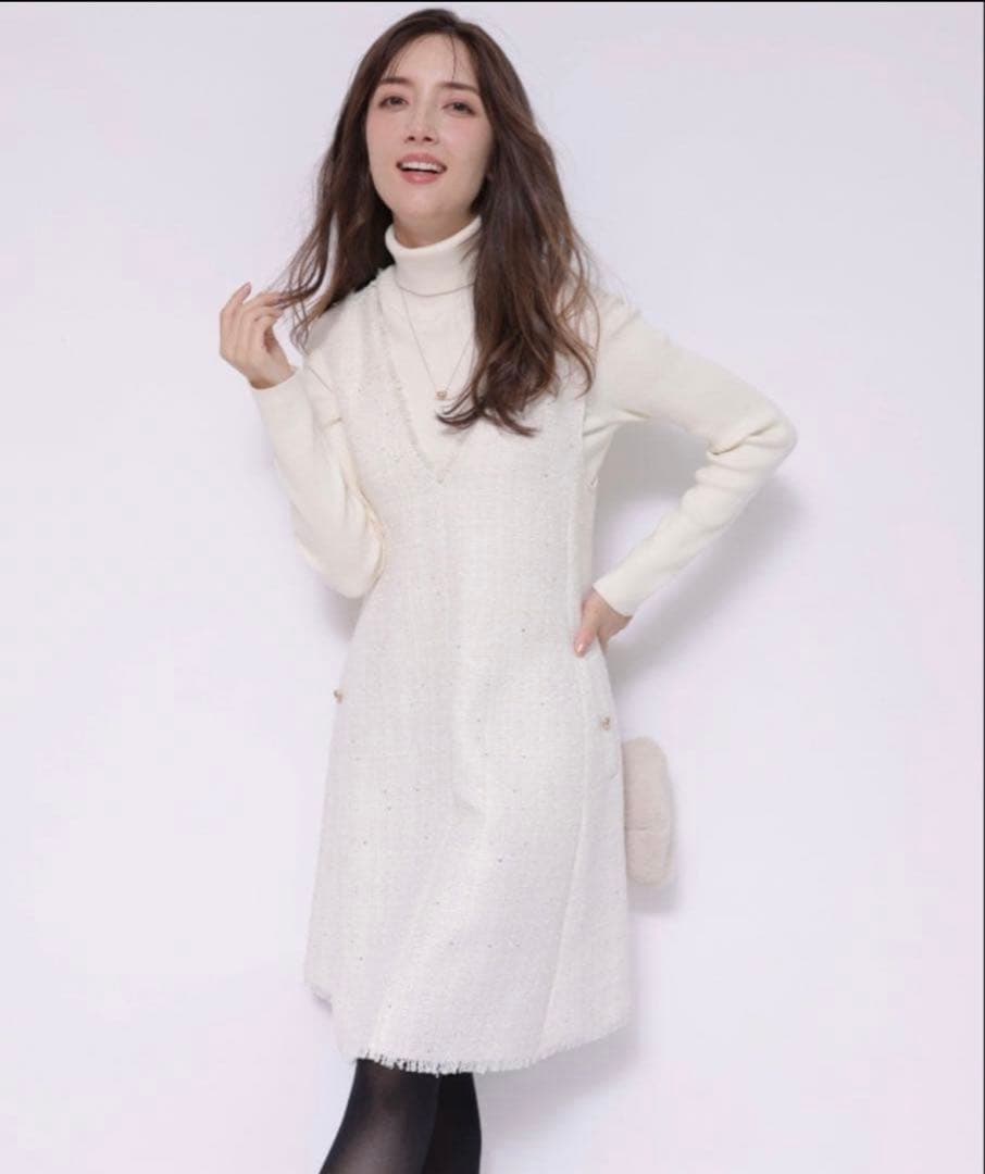 Apuweiser-riche フレアツイードジャンスカ 希少サイズ2,tall