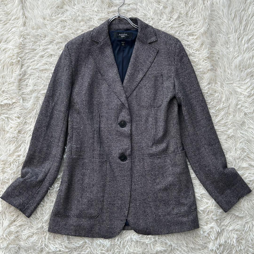 ✨良品✨ マックスマーラ 近年 大きいサイズ テーラードジャケット 毛混 麻混