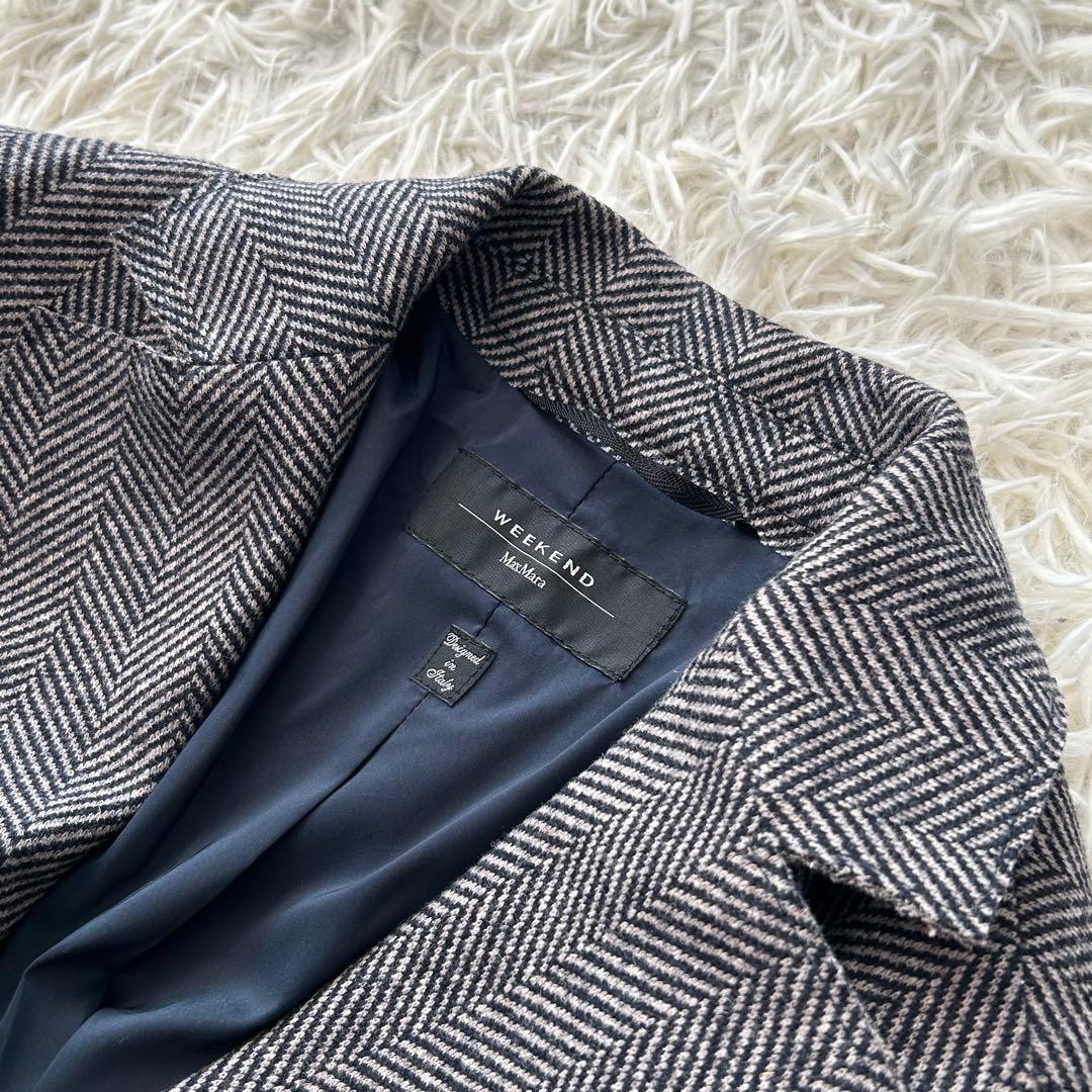 ✨良品✨ マックスマーラ 近年 大きいサイズ テーラードジャケット 毛混 麻混