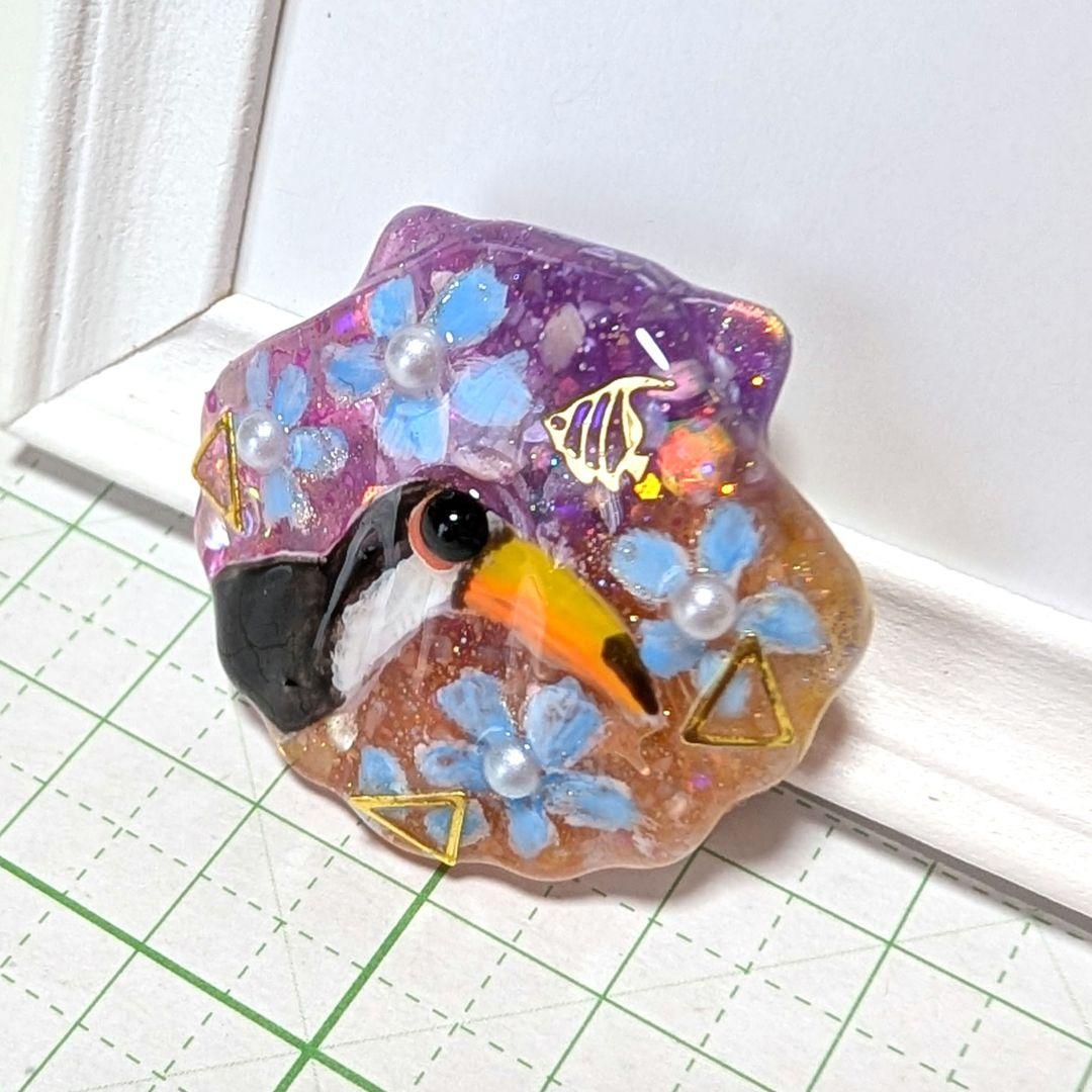 ゆきめい様　7.28 オニオオハシ　レジンヘアゴム　貝殻　サマーサンセット