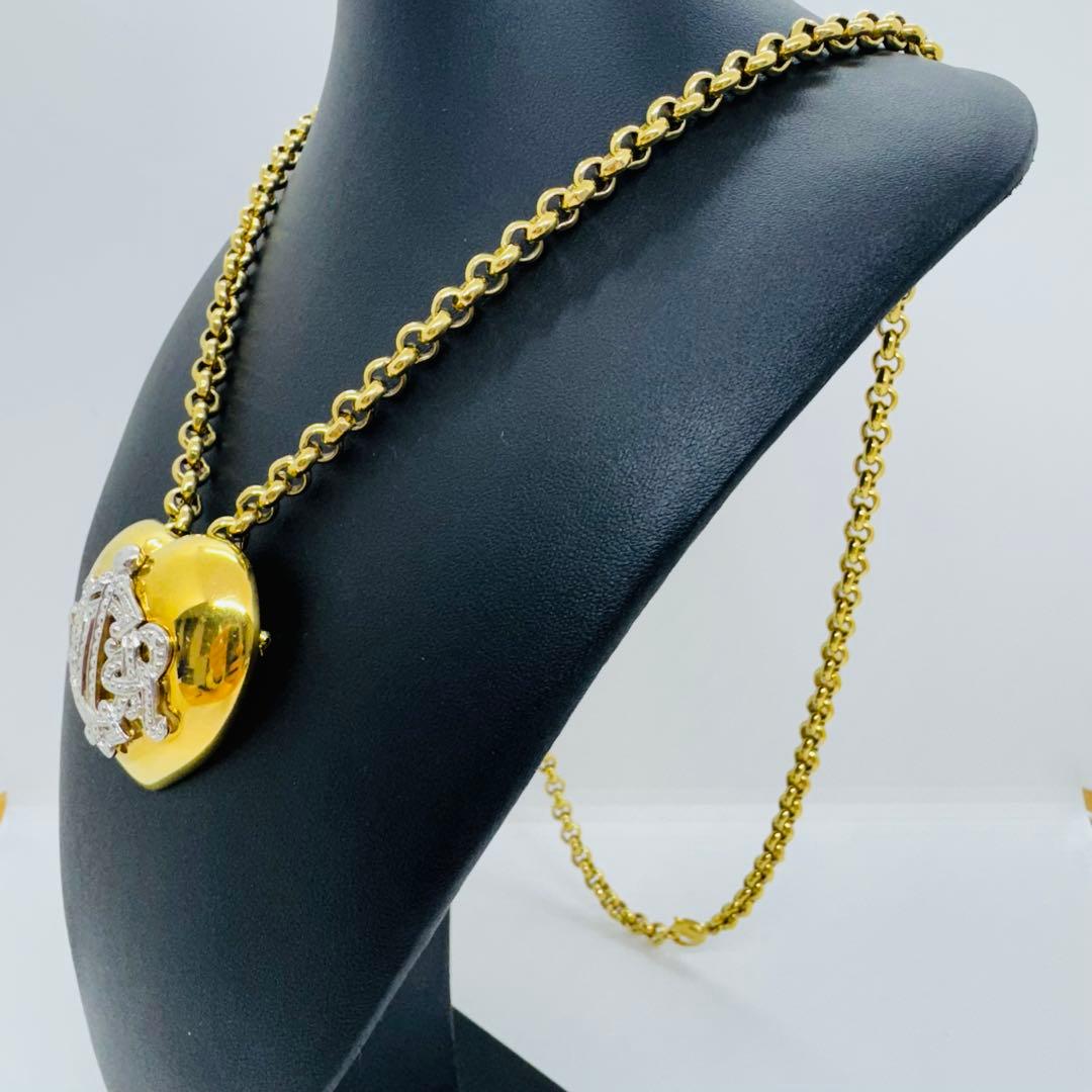✨Dior✨希少✨旧ロゴ✨モノグラム✨シルバーゴールド✨3Dハート✨ネックレス✨