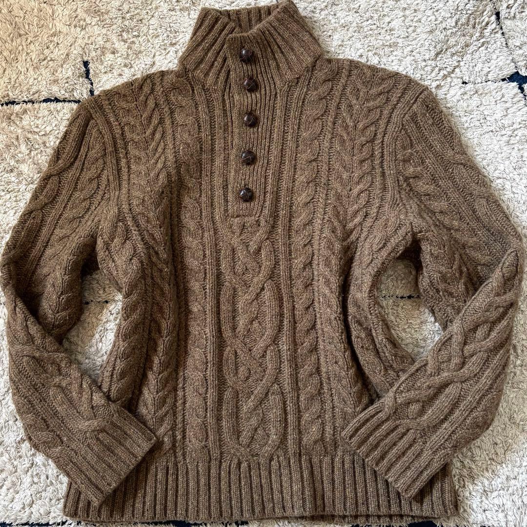 【XXLサイズ！✨】ポロラルフローレン　ケーブルニット　カシミヤ　ハーフボタン