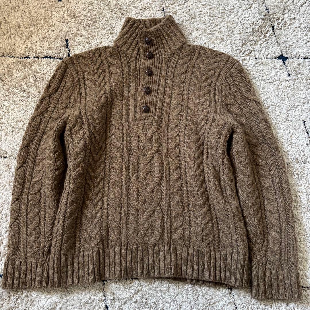 【XXLサイズ！✨】ポロラルフローレン　ケーブルニット　カシミヤ　ハーフボタン