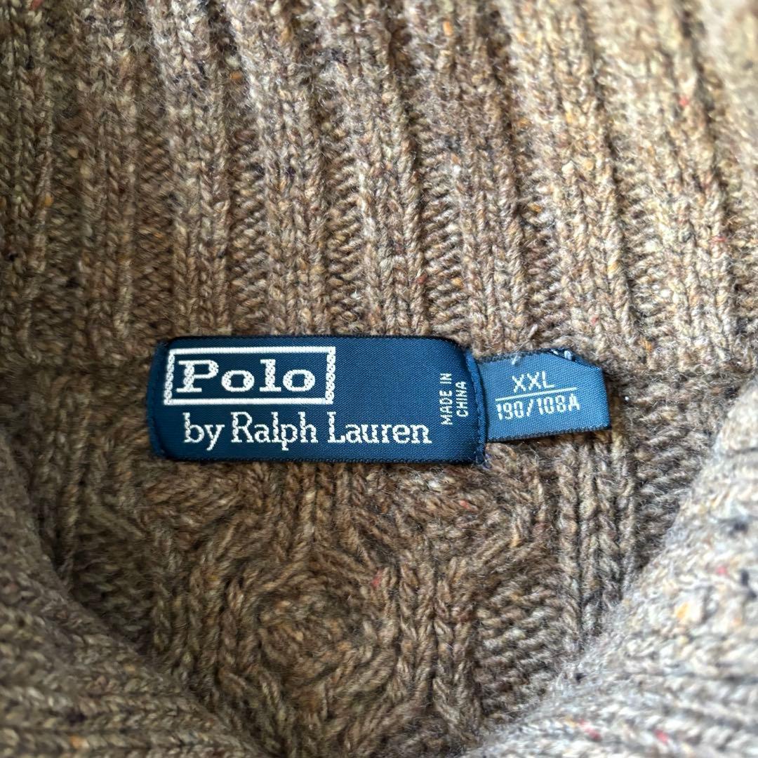 【XXLサイズ！✨】ポロラルフローレン　ケーブルニット　カシミヤ　ハーフボタン