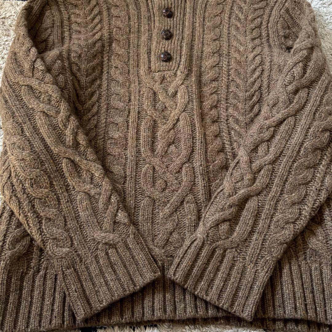 【XXLサイズ！✨】ポロラルフローレン　ケーブルニット　カシミヤ　ハーフボタン