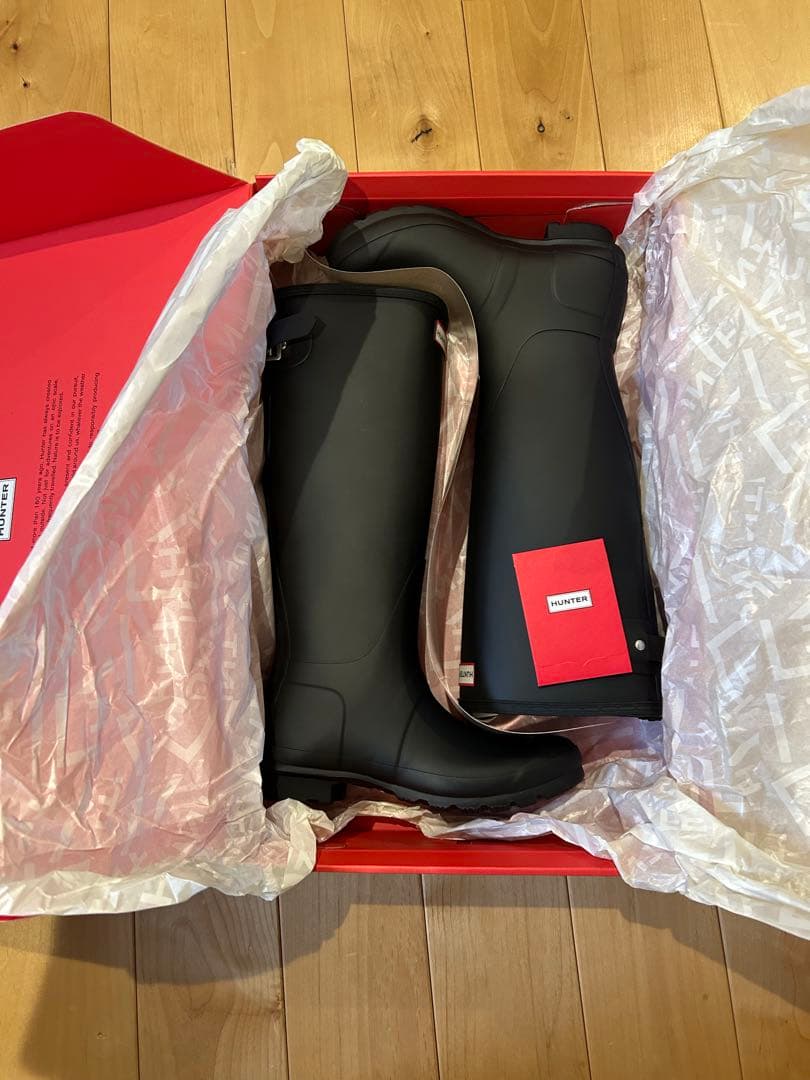 HUNTER ブラック 長靴 バックストラップ付き