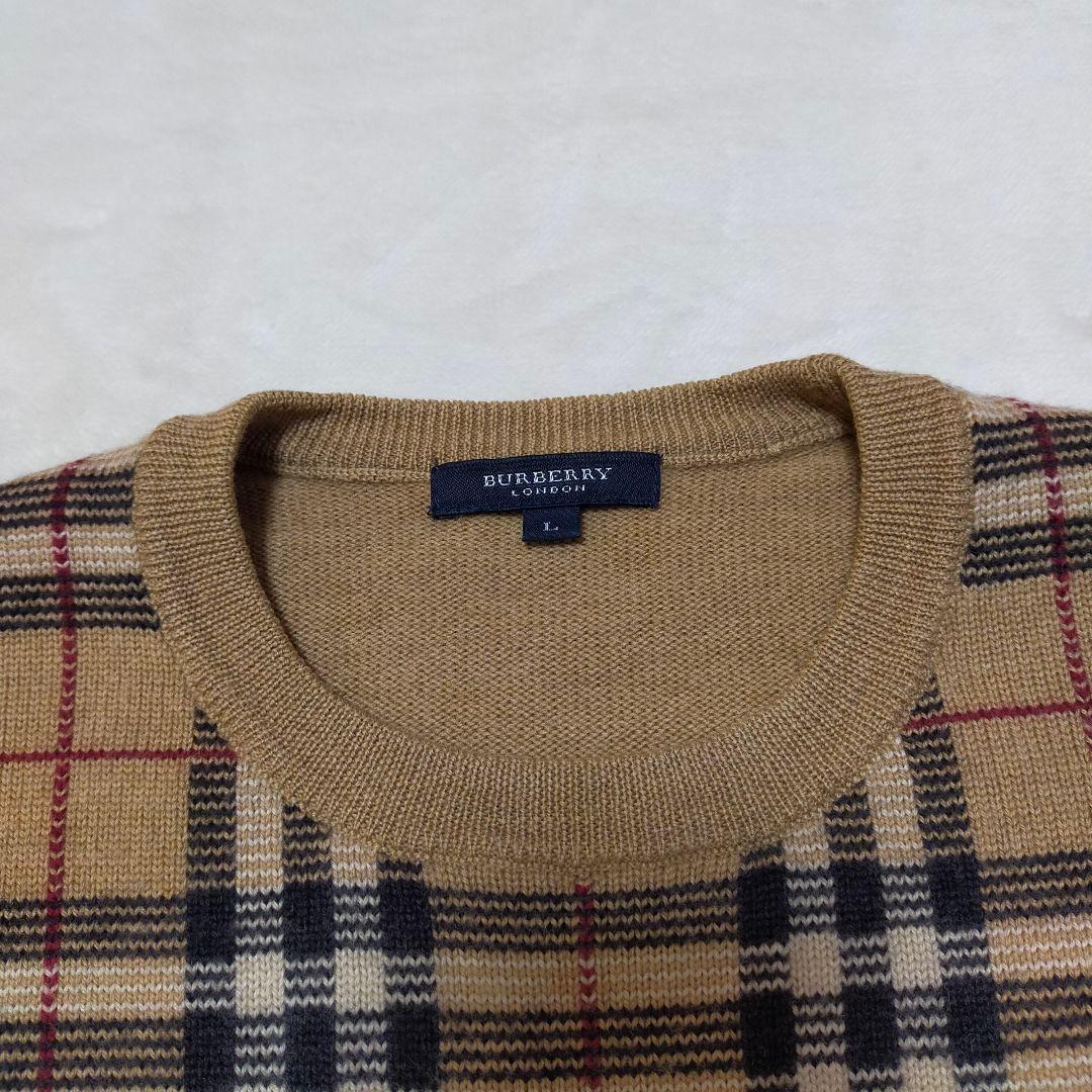 美品　BURBERRY　ノバチェック　ニットセーター　Lサイズ