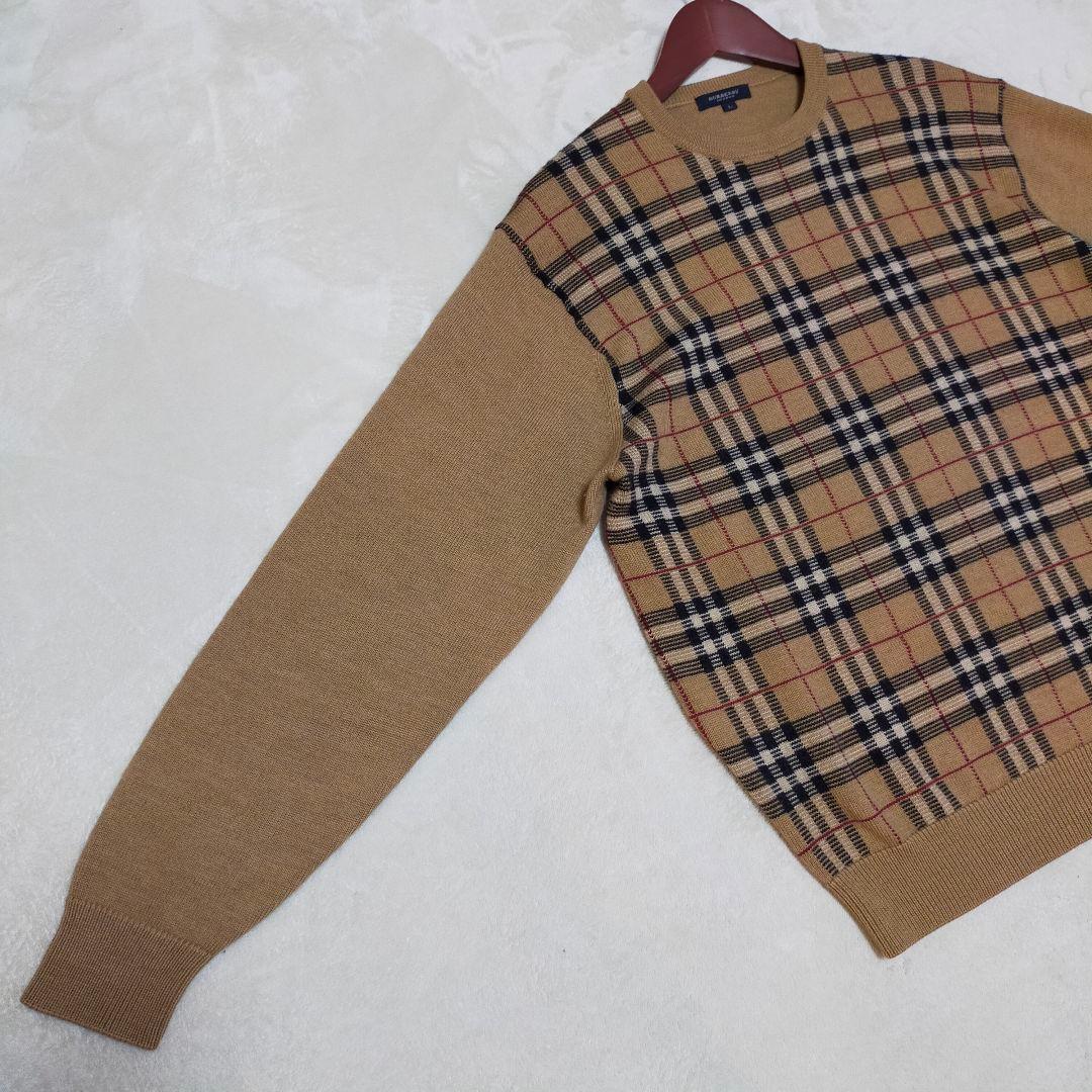 美品　BURBERRY　ノバチェック　ニットセーター　Lサイズ