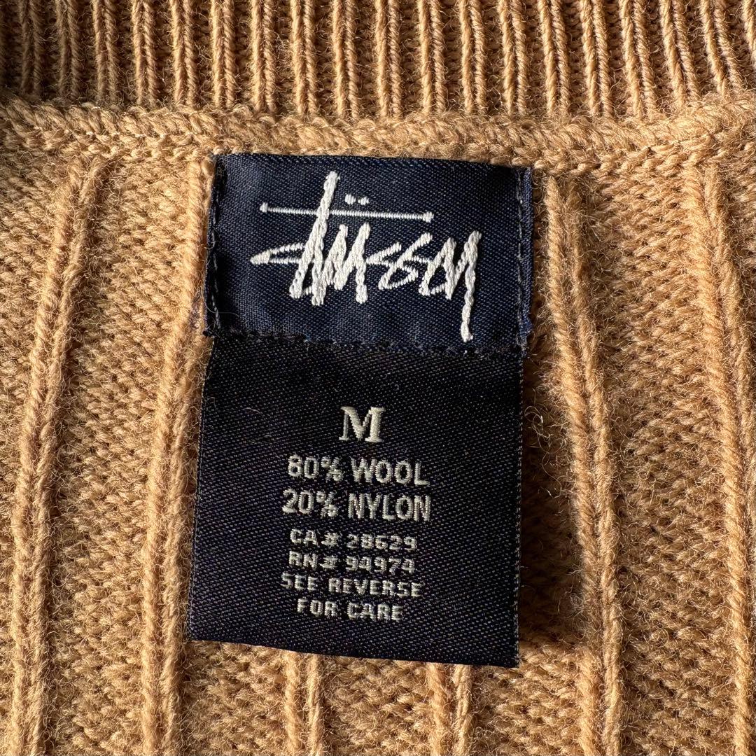 【希少】OLD STUSSY バイカラー ジップニット ブラウン ベージュ M