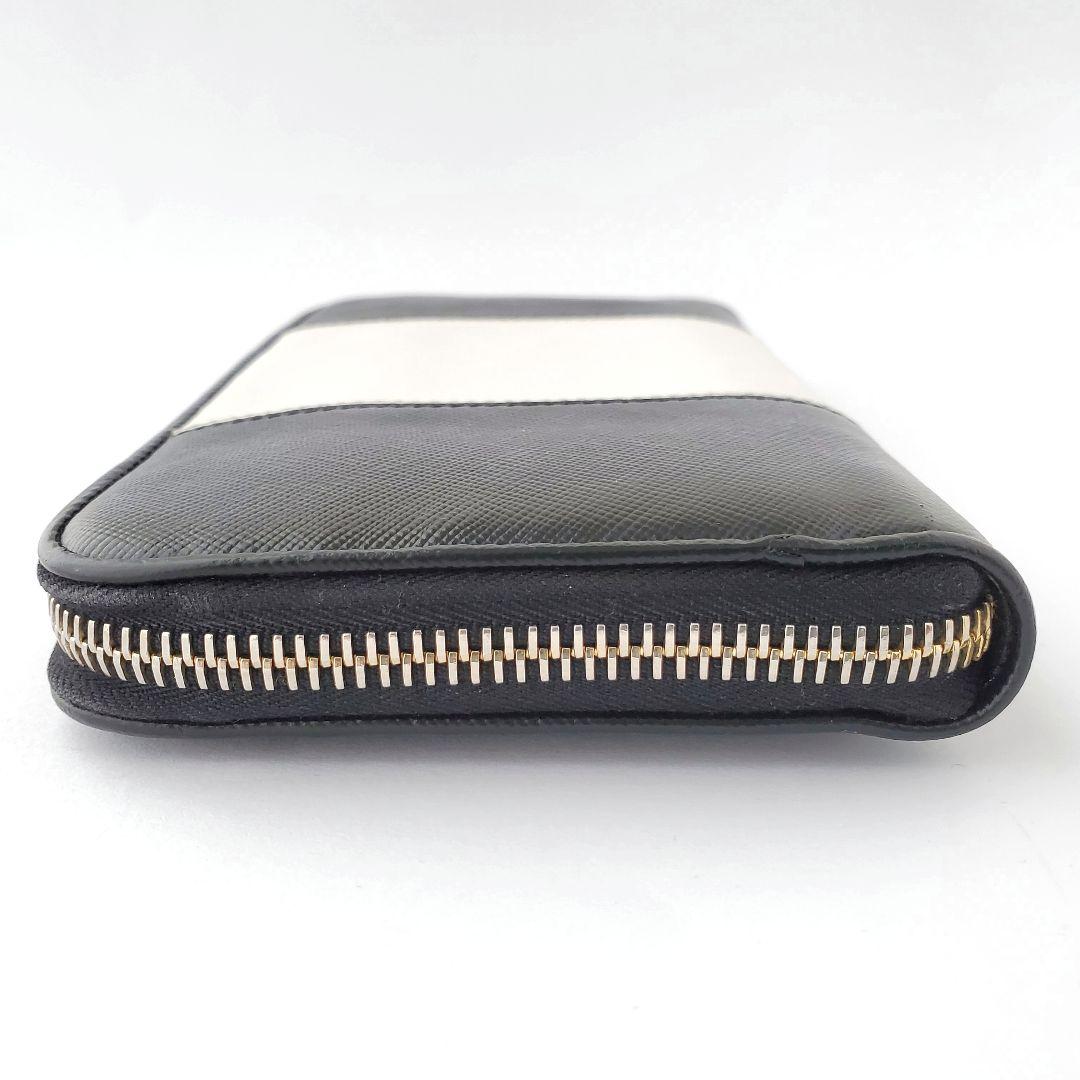 PRADA　長財布　バイカラー　ラウンドファスナー　ホワイト×ブラック　プラダ