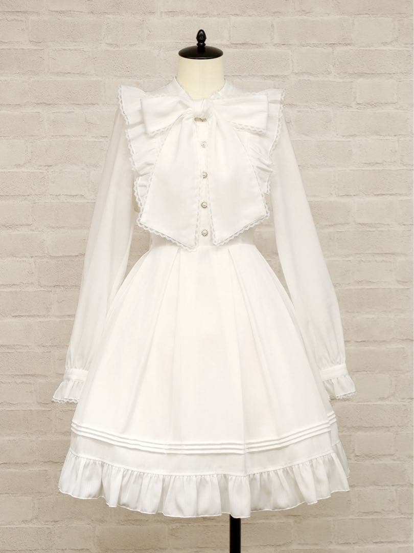 Amavel Pretty Laceボウタイワンピース　アイボリー