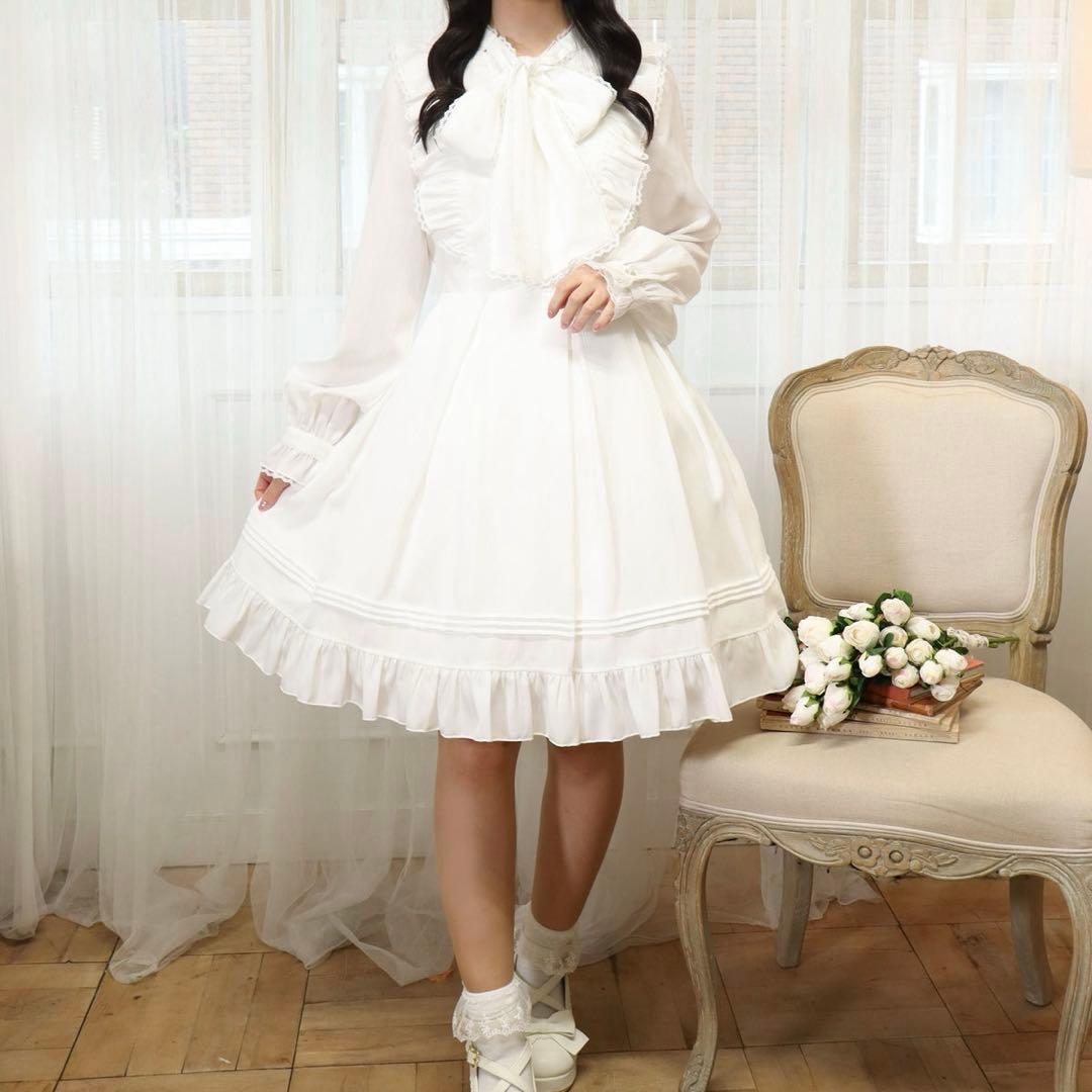 Amavel Pretty Laceボウタイワンピース　アイボリー