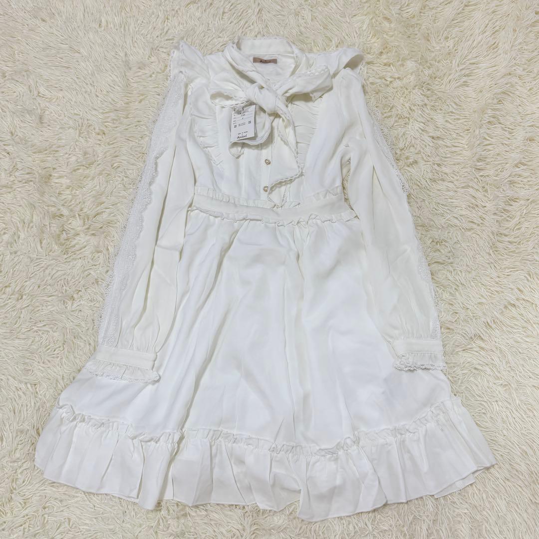 Amavel Pretty Laceボウタイワンピース　アイボリー