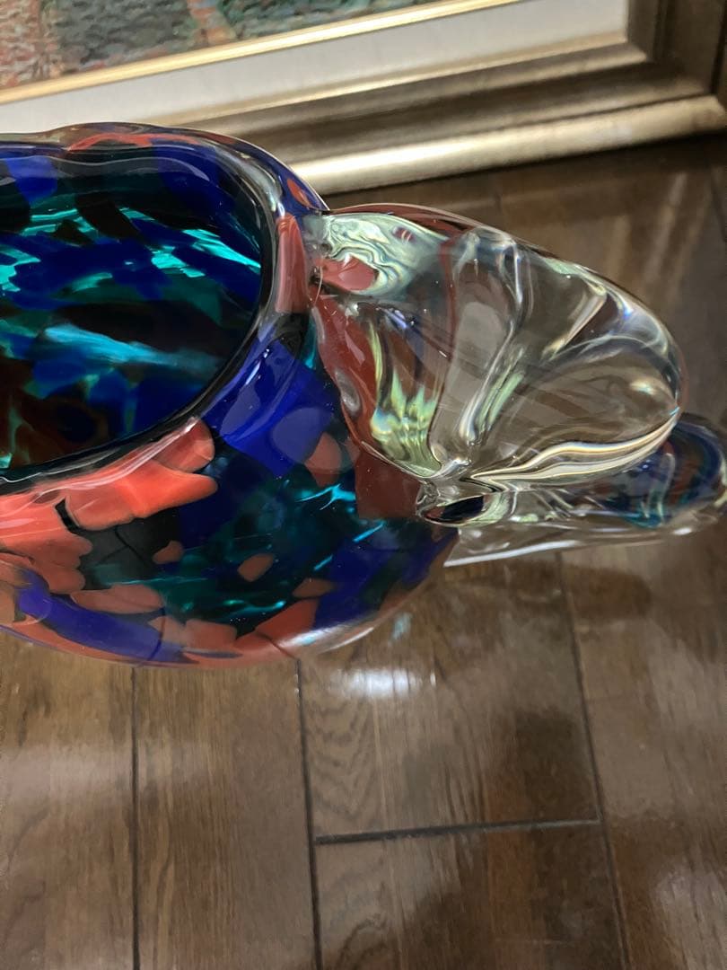 kayo大型 ムラーノ技法風 ガラス花瓶 33×25cm 5.1kg