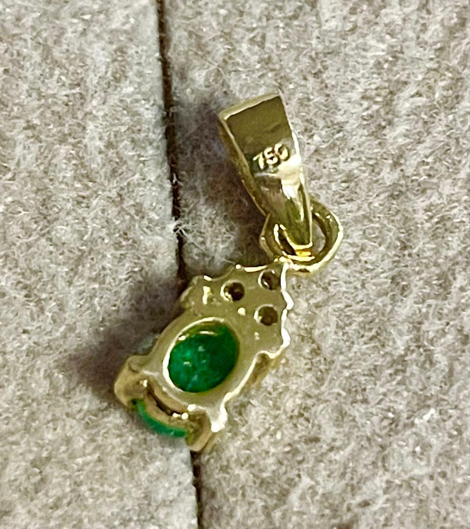 K18金 エメラルド ダイヤモンド ペンダントトップ