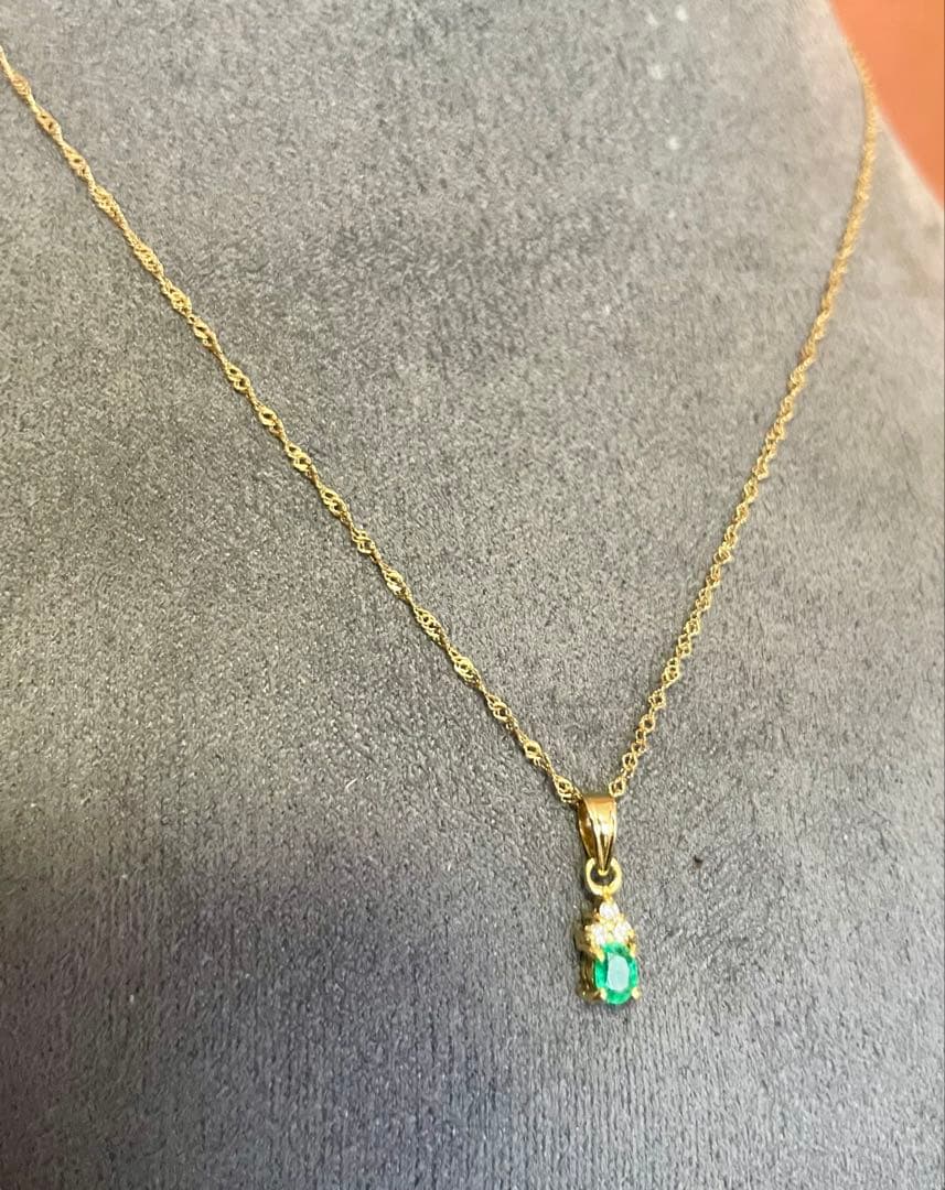 K18金 エメラルド ダイヤモンド ペンダントトップ