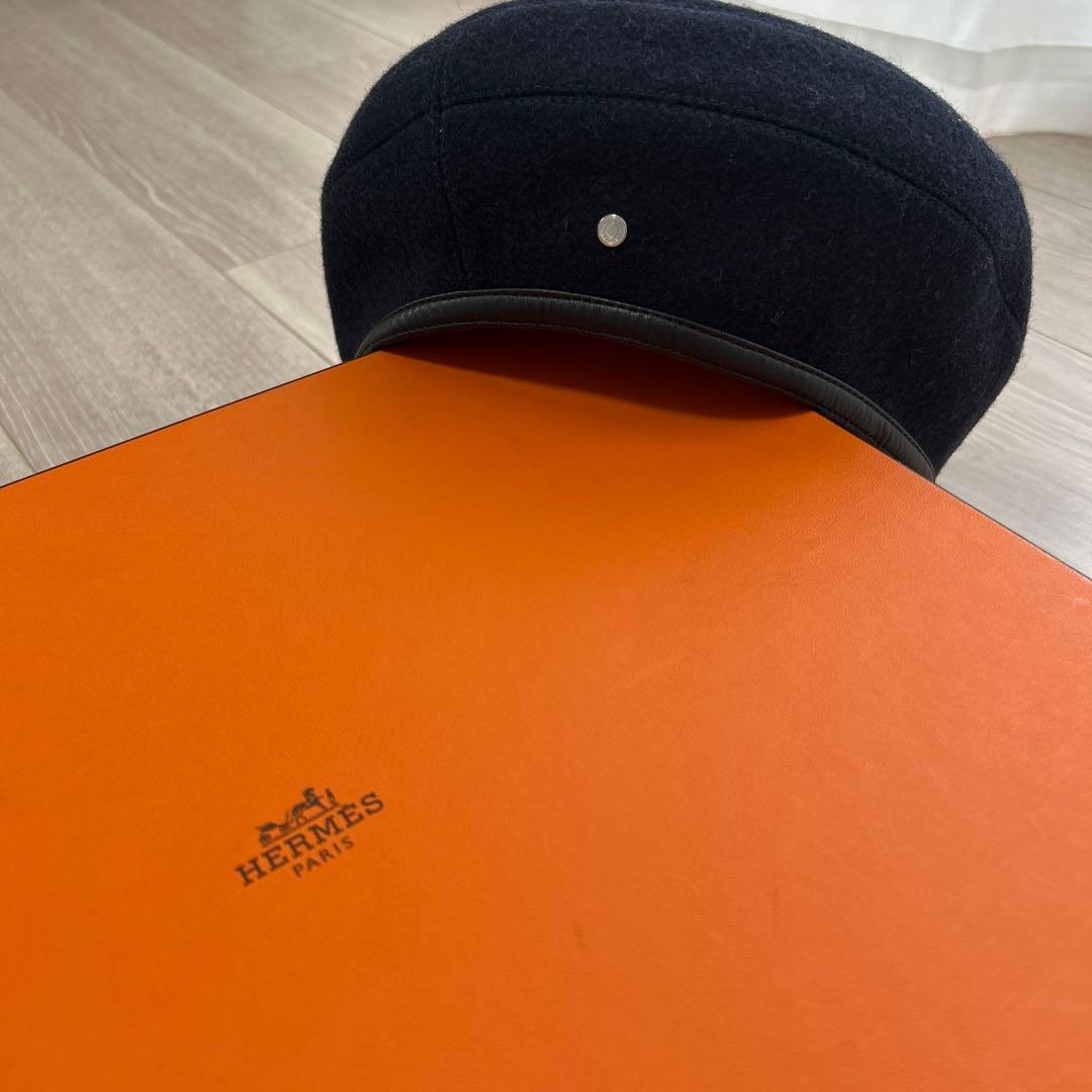 HERMES(エルメス)　サントノレ　ベレー帽　ネイビー お値下げ対応可！