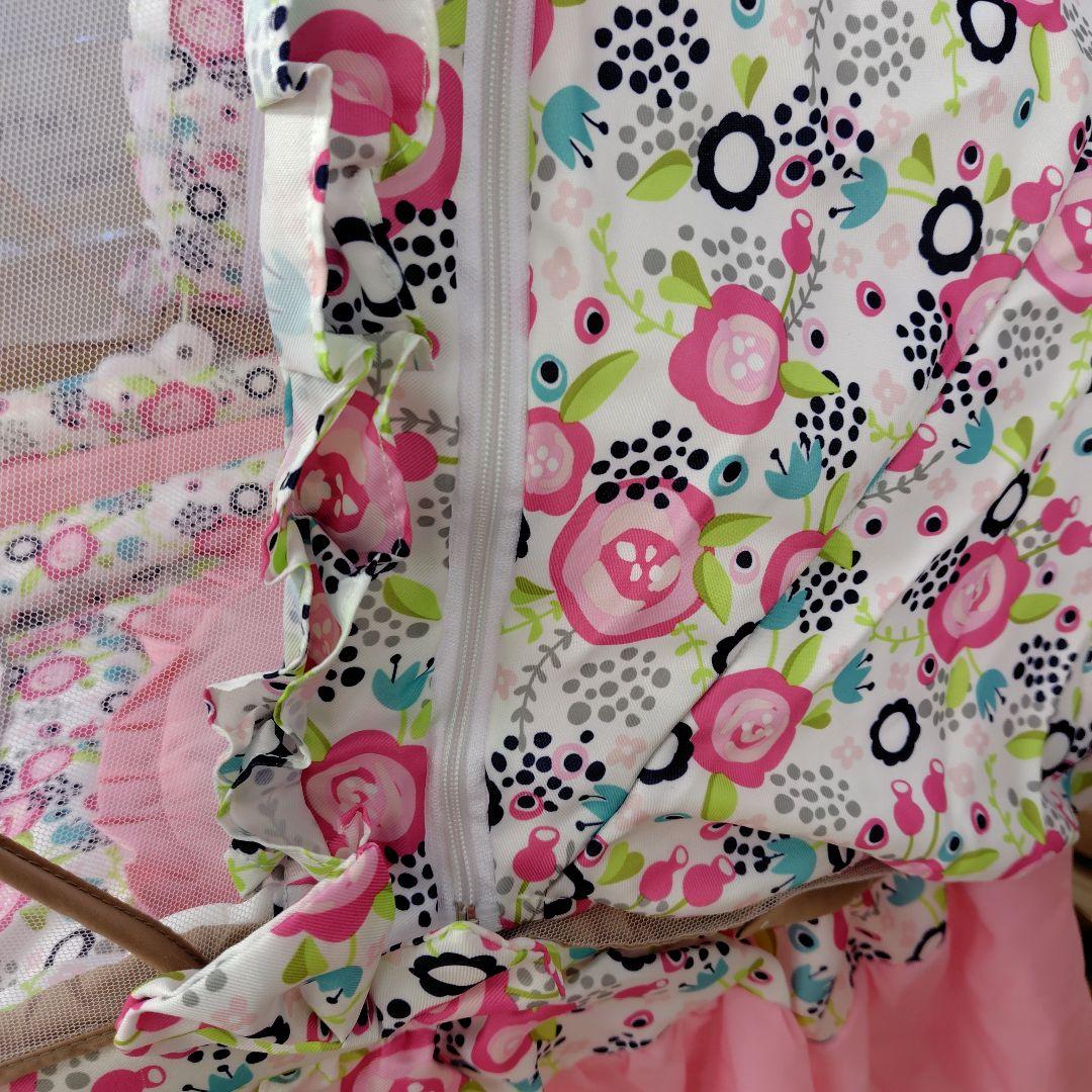 もんも大特価布団付新生児から使える簡易ベビーベッドキャスターゆりかごピンク