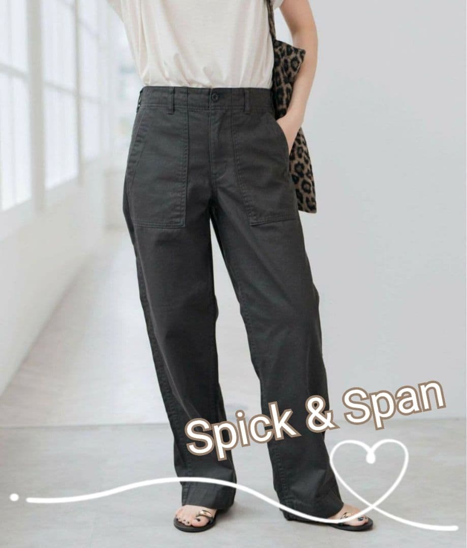 未使用タグ付✨スピック&スパン　コットン　ルーズベイカーパンツ　ブラック　40